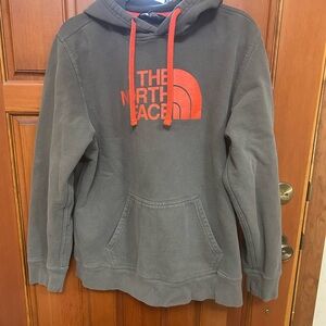 The North Face Charcoal Hoodie with Orange Accents